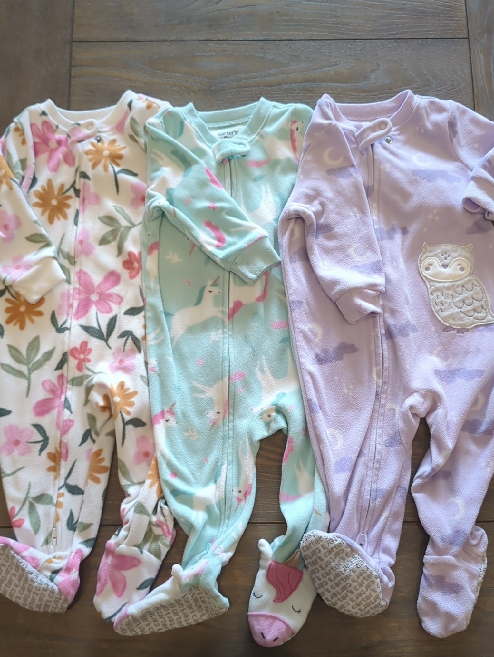 Carter's Baby Girl Bundle Of 3 Fleece One-piece Pajamas